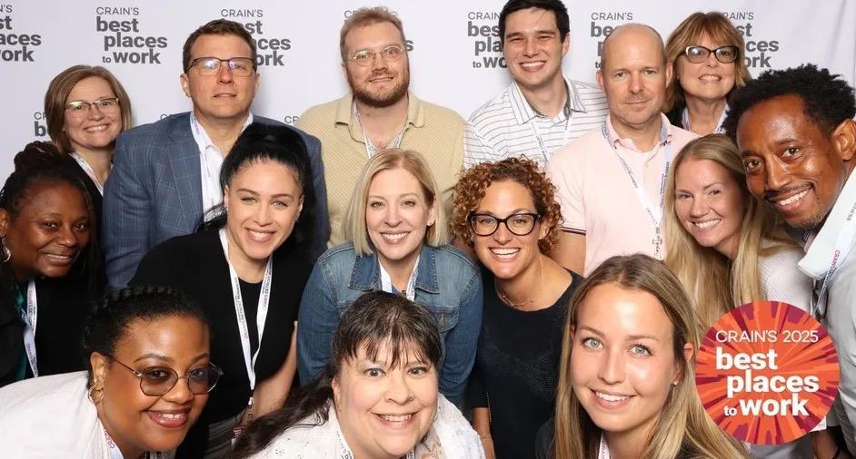 Group photo of happy Delta Dental employees attending the Best Places to Work celebration.